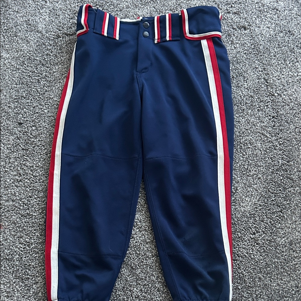 Navy Blue Kids Athletic Bottoms with Red and White stripes